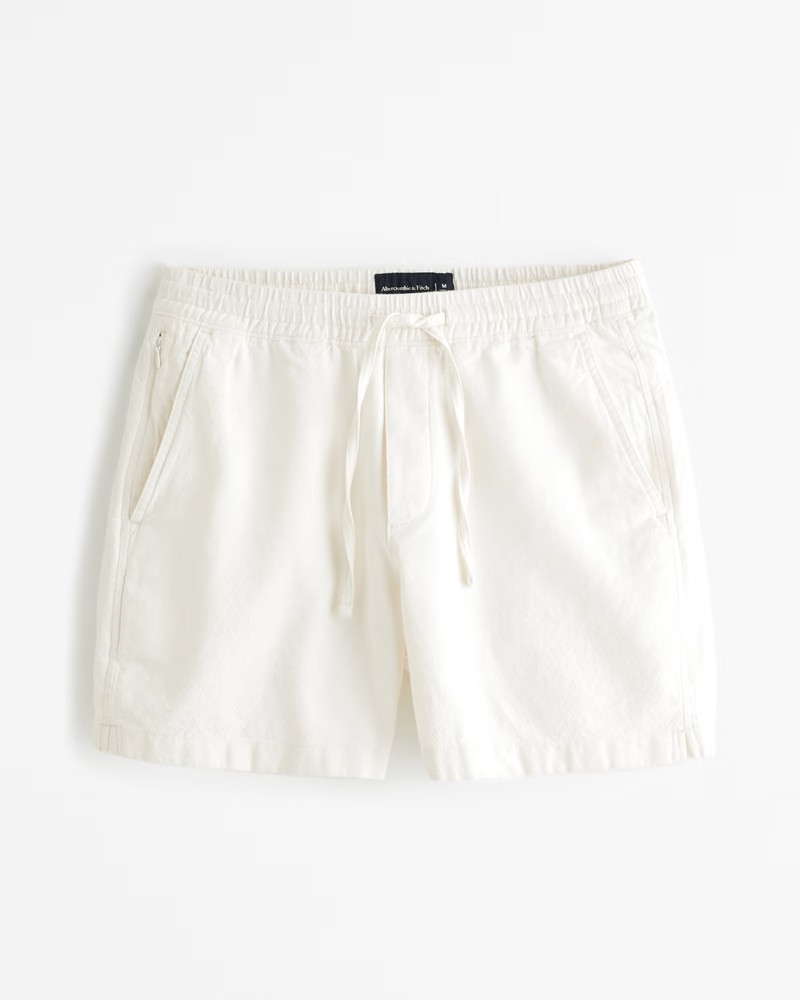 Linen-Blend Pull-On Short | Abercrombie & Fitch (US)