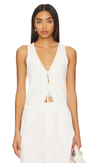 Time Out Tie Top in White Rib Knit | Revolve Clothing (Global)