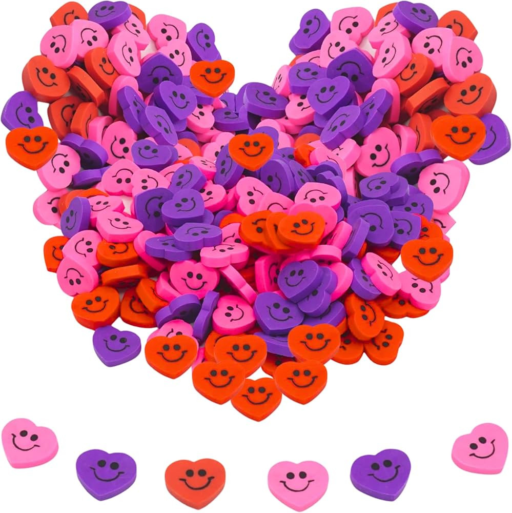 Mini Heart Erasers 144 Pack for Kids, Valentines Erasers in Bulk Stationary Gifts & Reward Prizes... | Amazon (US)