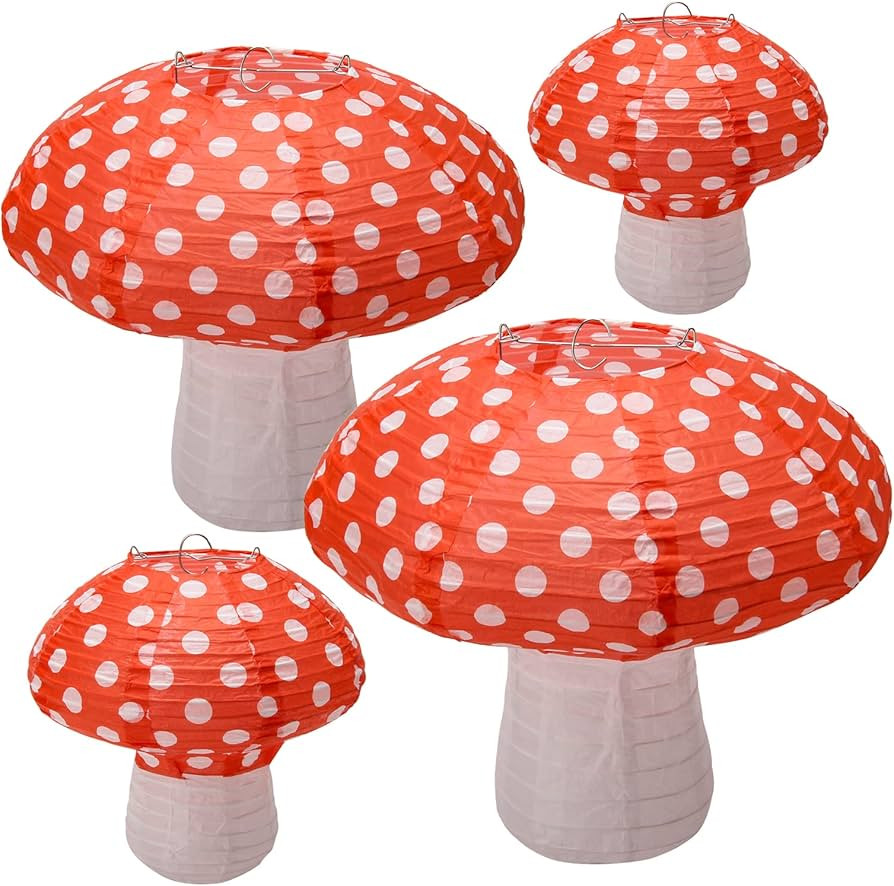 4Pcs Mushroom Shaped Paper Lanterns, Windspeed Large For Nursery Garden Christmas Halloween Party... | Amazon (US)