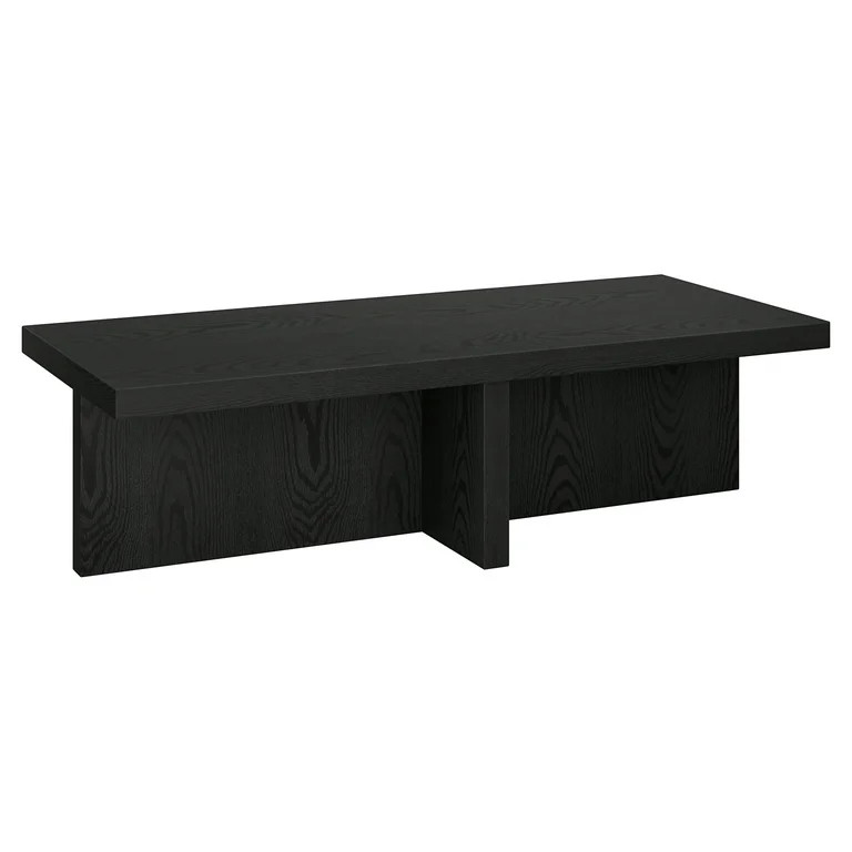 Evelyn&Zoe Elna 54" Wide Rectangular Coffee Table, Black Grain | Walmart (US)