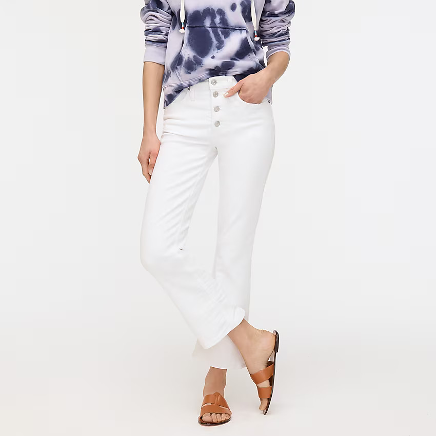 9" demi-boot crop jean in white with button fly | J. Crew US