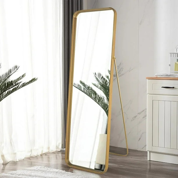 Ktaxon Multifunctional Floor Standing Wall Hanging Full Length Mirror Gold | Walmart (US)