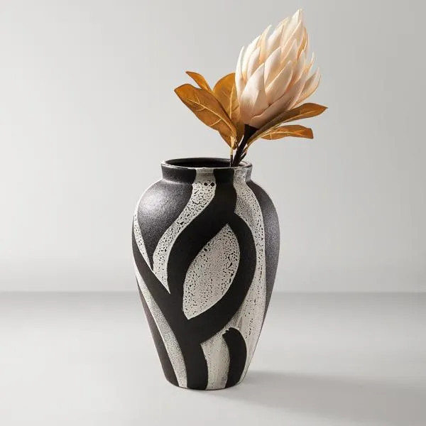 Montae Modern Sculptural Zebra Pattern Vase | Artistic Ceramic Vase | Z Gallerie | Small �?? 9.8" Dia. x 14.8"H | Bold Contra | Z Gallerie