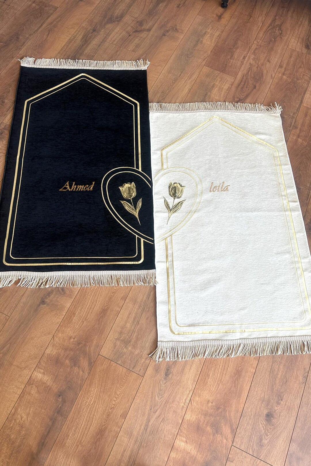 Personalized Couple Prayer Mat Set 2 Rose Patterned Heart Shaped Prayer Rugs Gift Eid Islamic Gif... | Etsy (US)