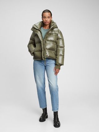 100% Recycled Polyester Relaxed Heavyweight Cropped Puffer Jacket | Gap (US)