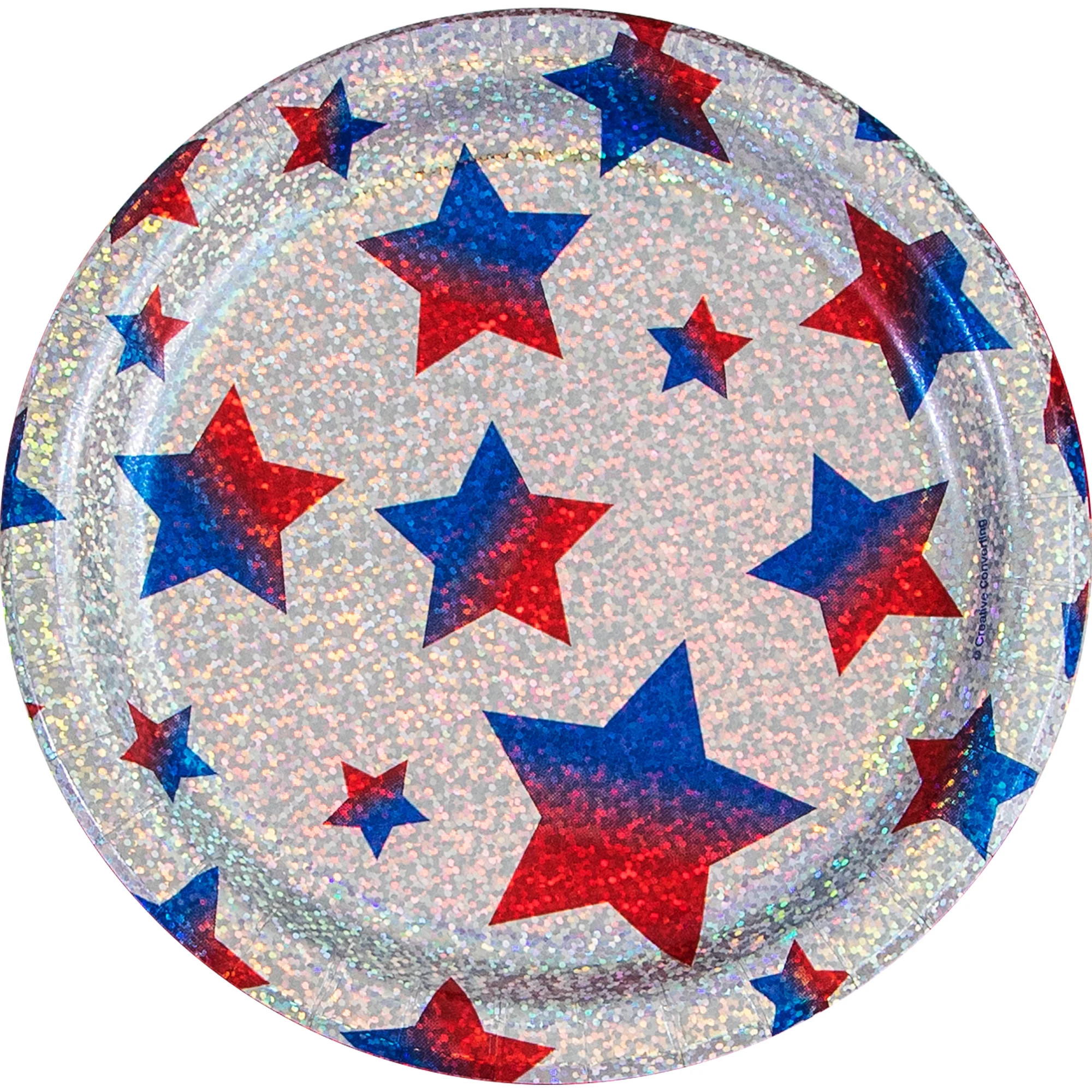 Way to Celebrate Patriotic Prismatic Stars Dessert Paper Plates 12 Count - Walmart.com | Walmart (US)