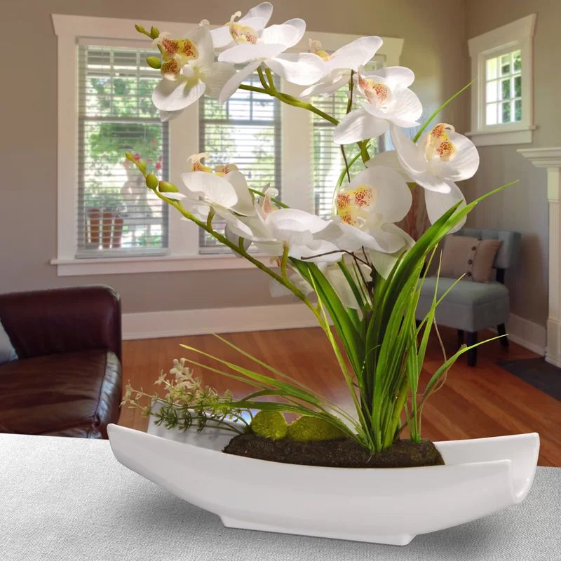 Orchid Floral Arrangement in Planter | Wayfair North America