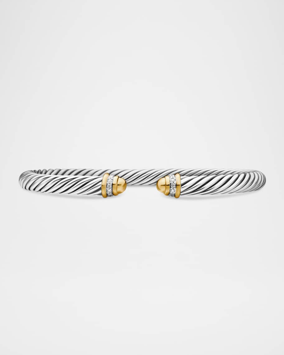 David Yurman Cable Classics Bracelet with Gold Domes and Diamonds | Neiman Marcus