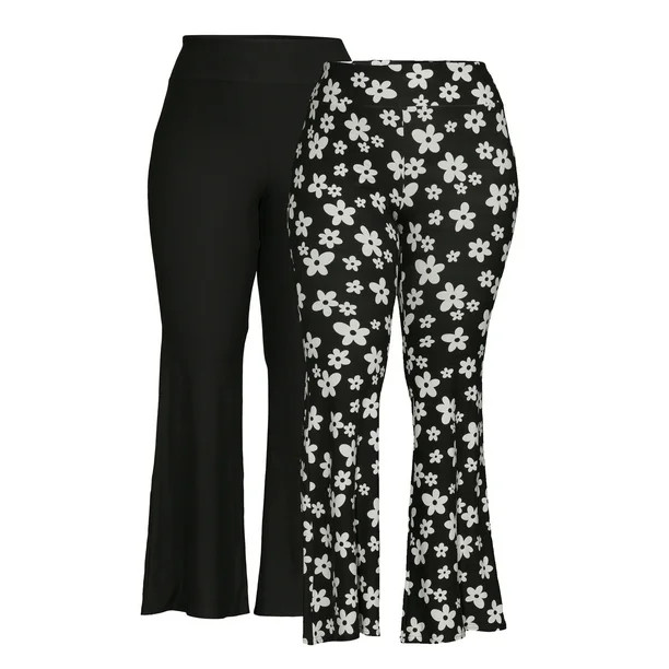 No Boundaries Juniors Plus Size Flare Pants, 2-Pack | Walmart (US)