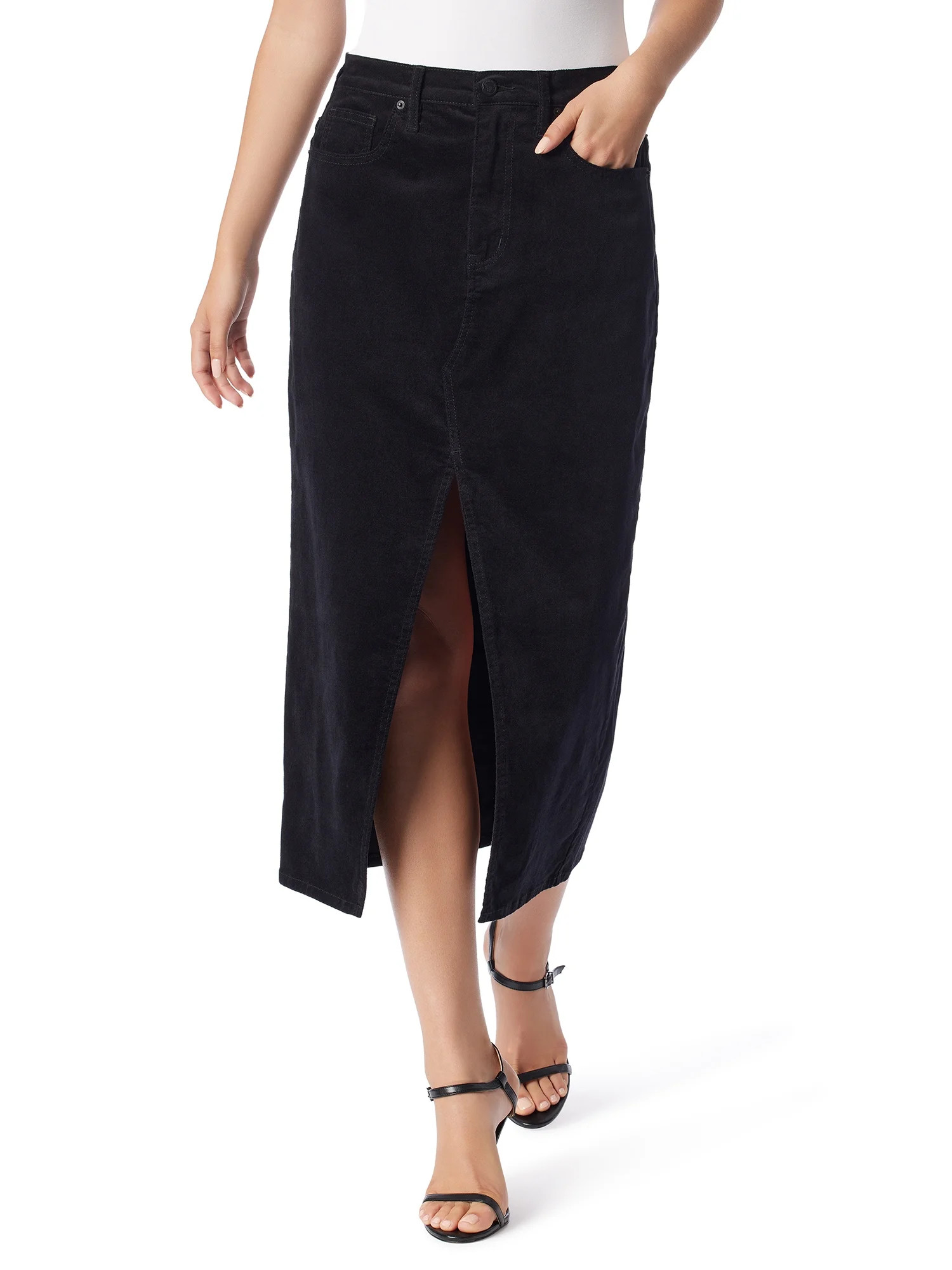 Jessica Simpson Women's and Women's Plus Velveteen Midi Skirt with Front Slit, Sizes 2-24W | Walmart (US)
