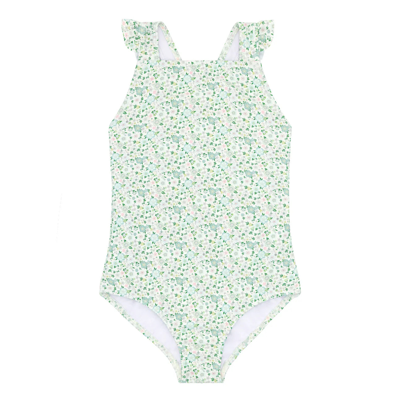 girls sea marsh floral crossover one piece | minnow