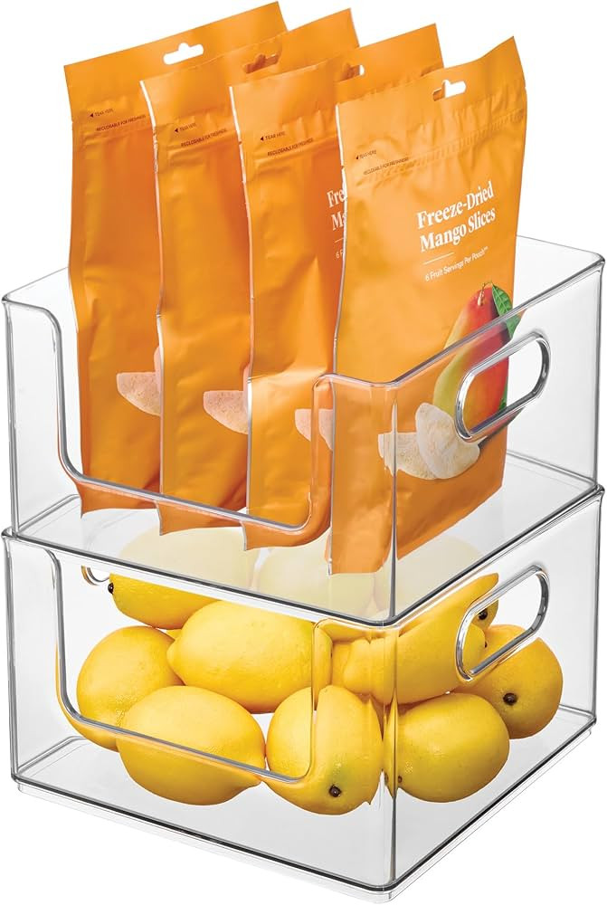 iDesign Stackable Clear Open Front Storage Bin, Easy Access Organizer for Pantry or Cabinet, 2-Pa... | Amazon (US)