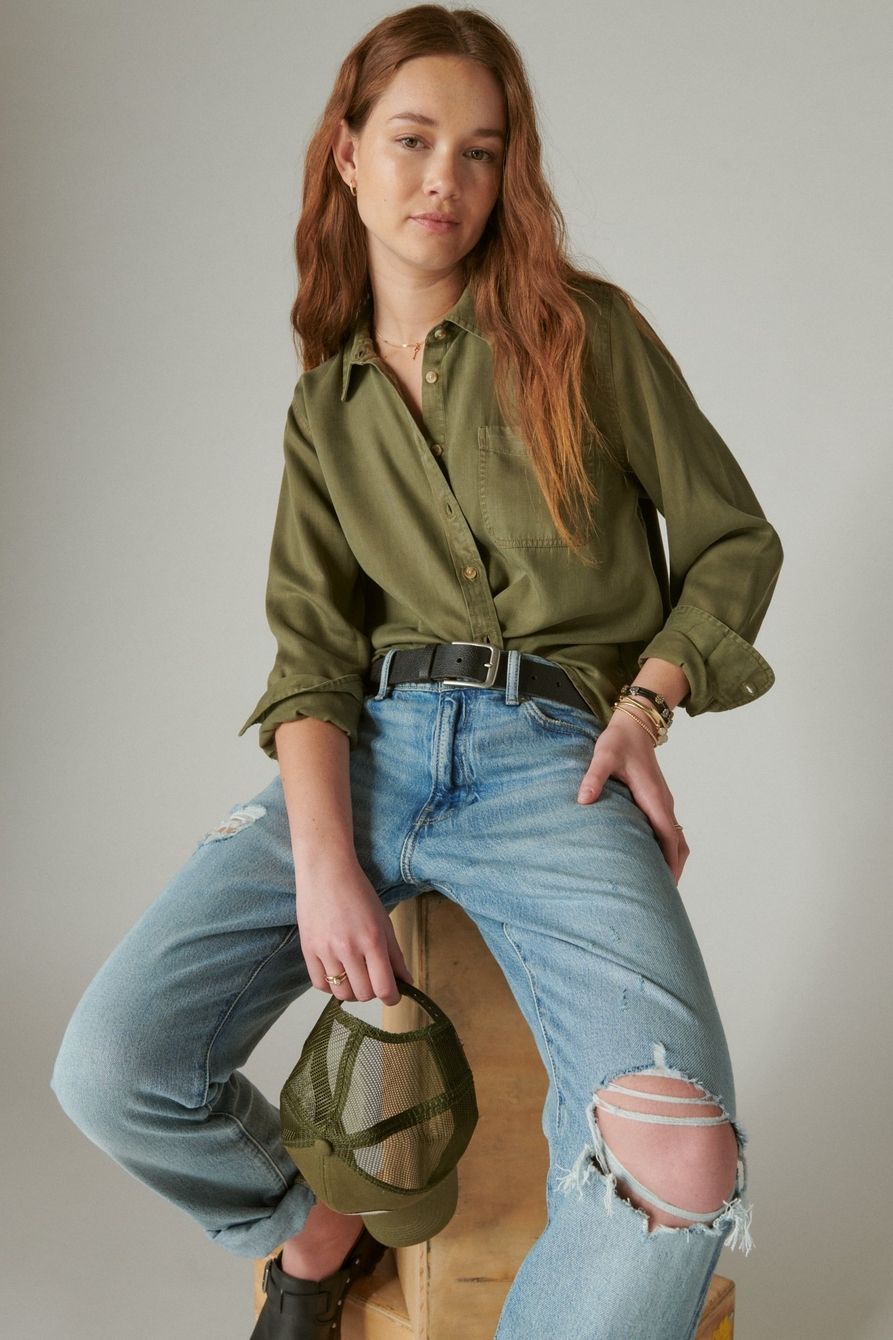 SOLID BOYFRIEND BUTTON DOWN SHIRT | Lucky Brand