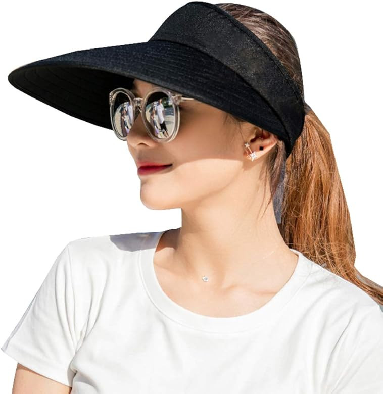 Sun Visor Hats Women Large Brim Summer UV Protection Beach Cap | Amazon (US)