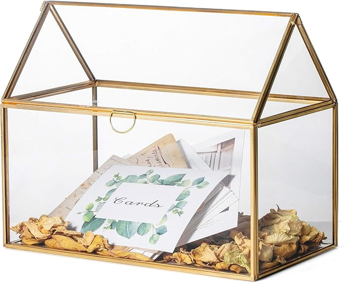 NCYP Glass Card Box for Wedding Reception - 10.2" x 5.9" x 8.2" House Shape Clear Terrarium Plant... | Amazon (US)