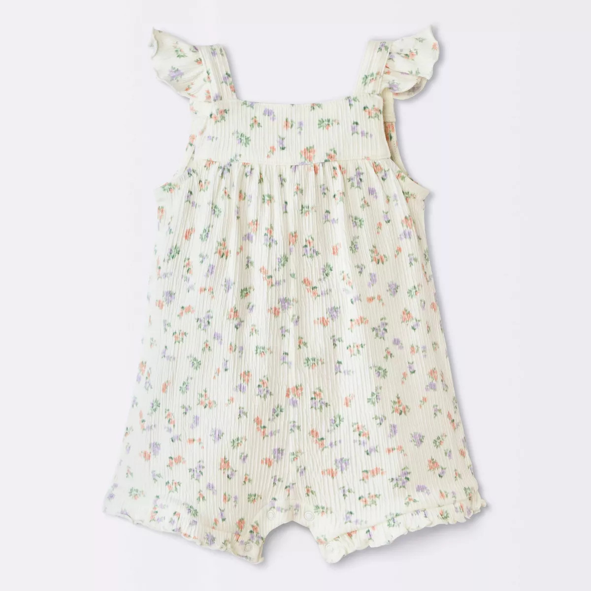 Baby Girls' Floral Ruffle Romper - Cloud Island™ Off-White 24M | Target