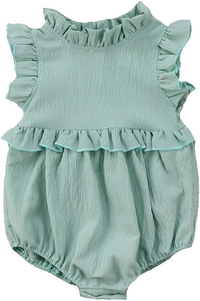 Weixinbuy Toddler Baby Girl Ruffled Collar Sleeveless Romper Jumpsuit Clothes | Amazon (US)