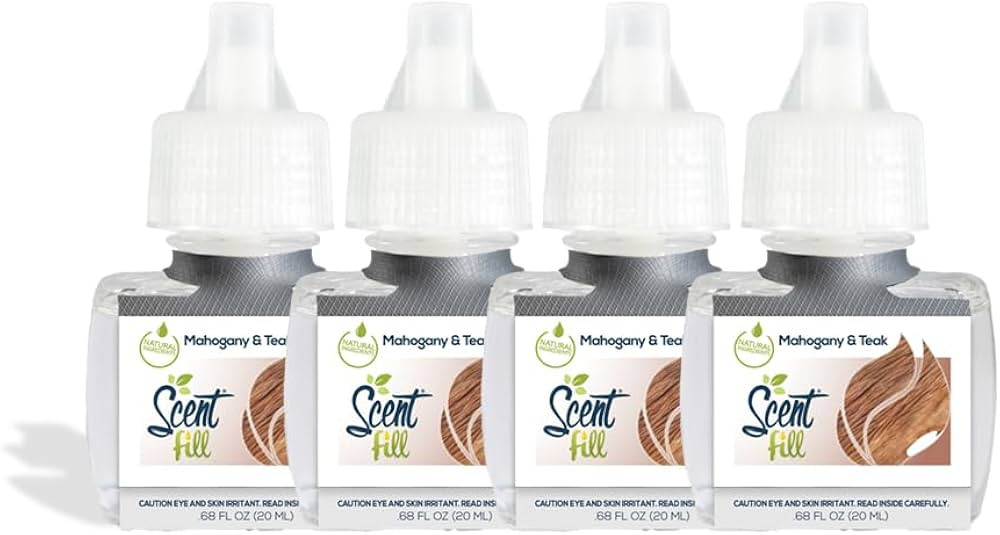 Scent Fill Mahogany & Teak Plug in Air Freshener, 4 Scented Oil Refills | Amazon (US)