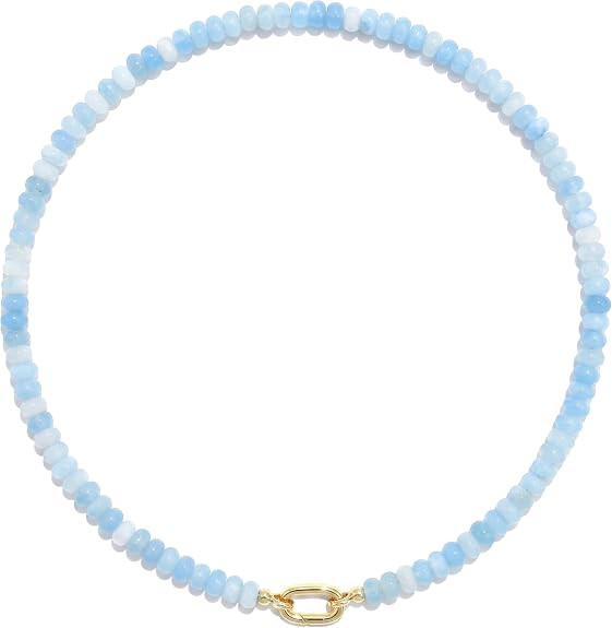 Colorful Stone Beaded Necklace for Women,Natural Gemstone Bead Choker Necklaces Boho Summer Beach... | Amazon (US)