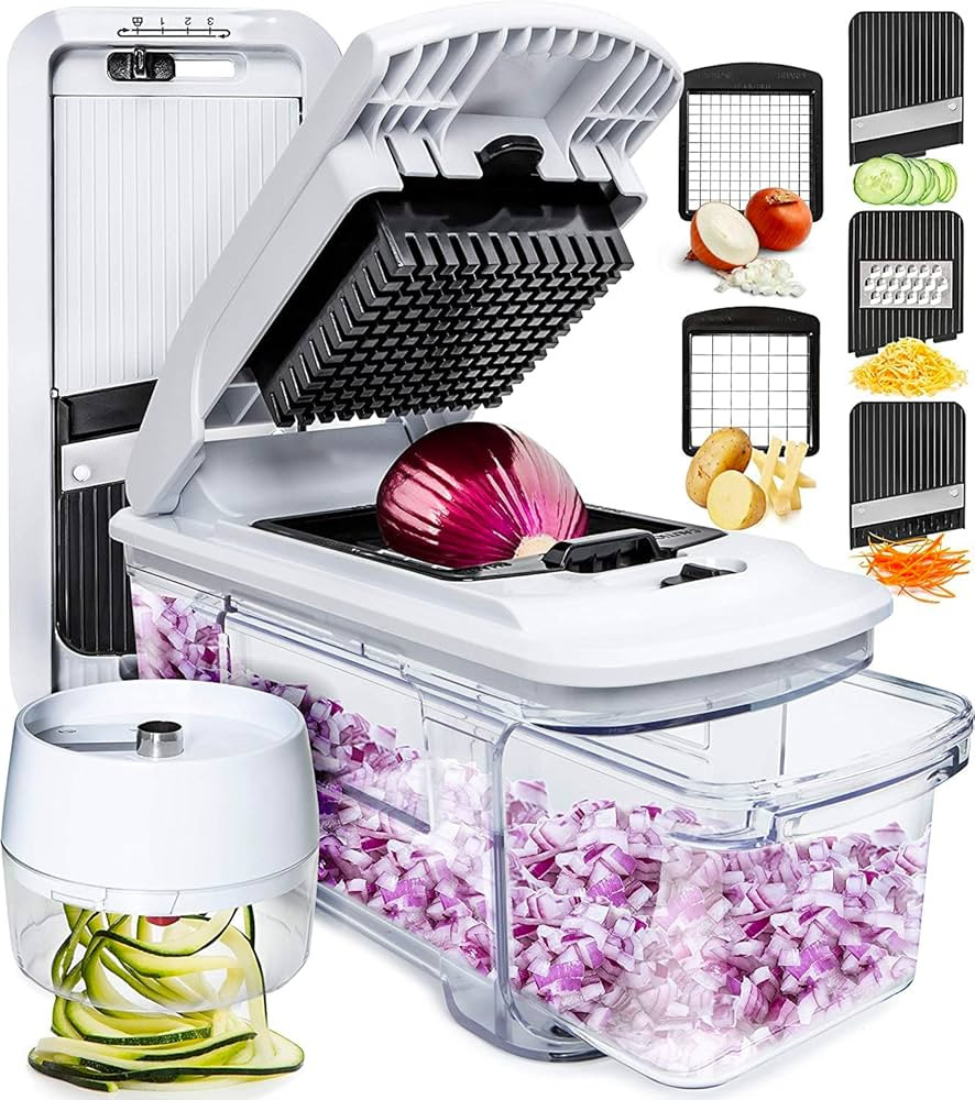 Fullstar All-in-1 Vegetable Chopper, Mandoline Slicer & Cheese Grater | Multi Blade French Fry Cu... | Amazon (US)