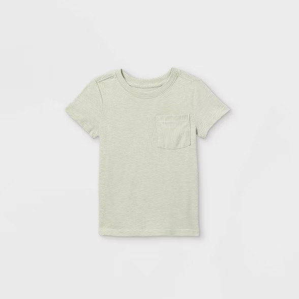 Toddler Boys' Striped Pocket Short Sleeve T-Shirt - Cat & Jack™ Olive Green 4T | Target