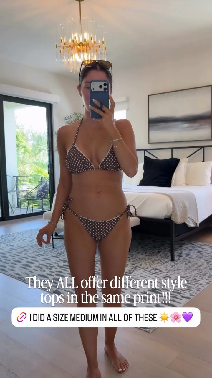 Found the cutest swimsuits! 🤎 Sized up to a size medium. I love this brown and white polka dot suit with gold hardware.

Swimwear
Polka dot swimsuit
Resort wear
Beach vacation inspo
Summer outfits

#LTKootd #LTKSeasonal #LTKSwim