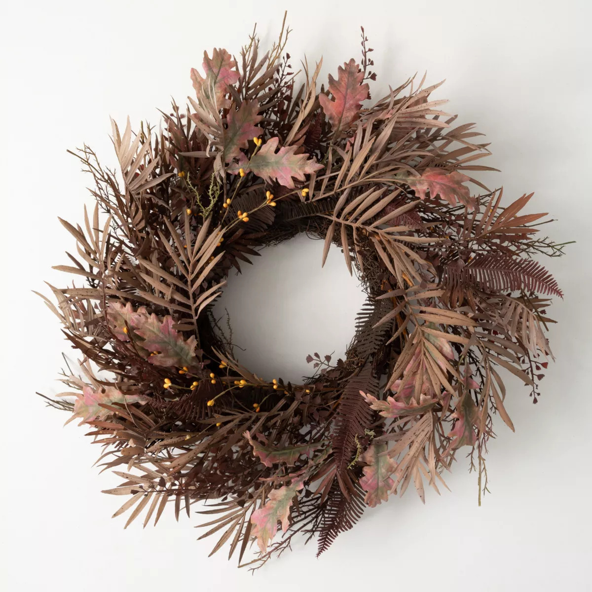 27"H Sullivans Fall Fern Wreath For Front Door, Brown | Target