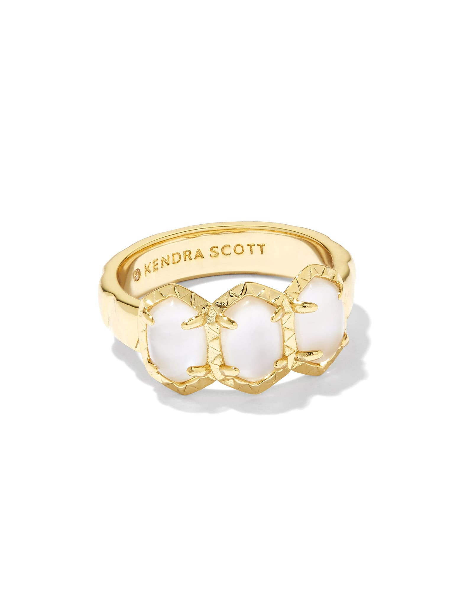 Kendra Scott Daphne Gold Band Ring in Ivory Mother-of-Pearl | Mother Of Pearl | Size 5 | Kendra Scott
