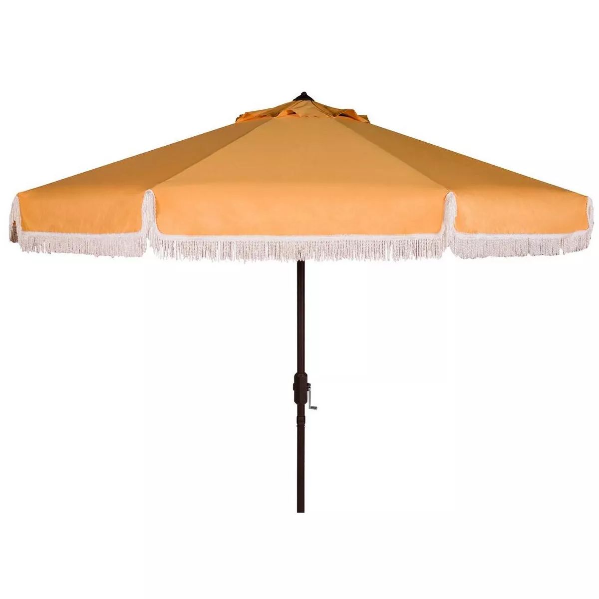 Milan Fringe 9Ft Crank Push Button Tilt Patio Outdoor Umbrella - Orange - Safavieh | Target