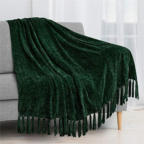PAVILIA Buffalo Red Plaid Chenille Throw Blanket | Soft Knitted Tassel Fringe Blanket for Sofa Co... | Amazon (US)