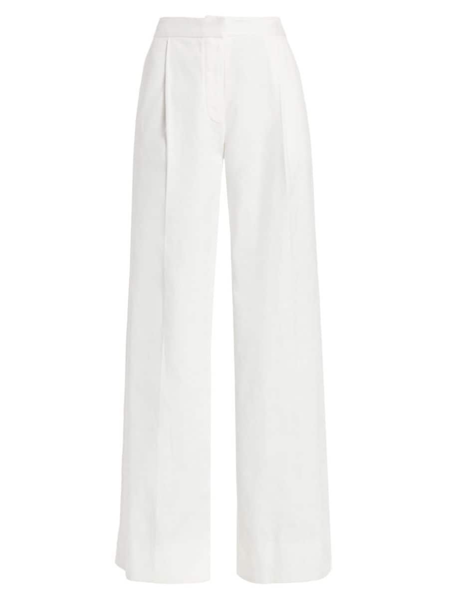 High-Rise Pleated Wide-Leg Jeans | Saks Fifth Avenue