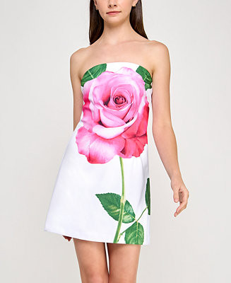 BCX Juniors' Strapless Rose Placement Bodycon Dress - Macy's | Macy's