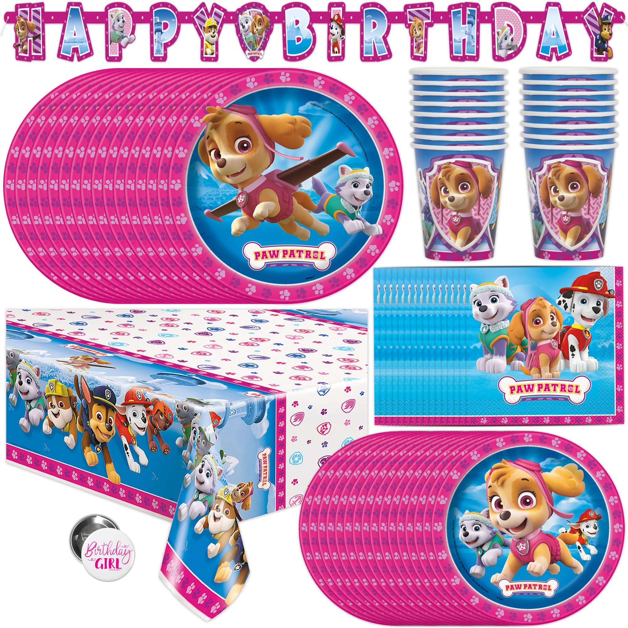 Pink Skye Paw Patrol Party Supplies and Decorations for Girls Birthday Party, Features Skye and E... | Amazon (US)