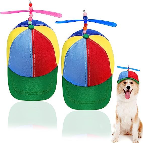 2 Pieces Dog Hats With Funny Propeller Dog Rainbow Helicopter Hat Dog Headwear Propeller Hat for ... | Amazon (US)