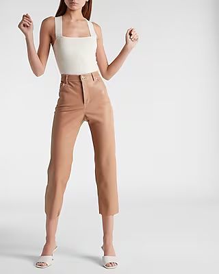 Super High Waisted Faux Leather Straight Leg Pant | Express