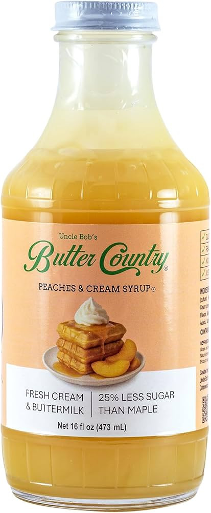 Butter Country Rich & Creamy Peach Syrup for Pancakes and Waffles, All Natural Fruity Topping Use... | Amazon (US)