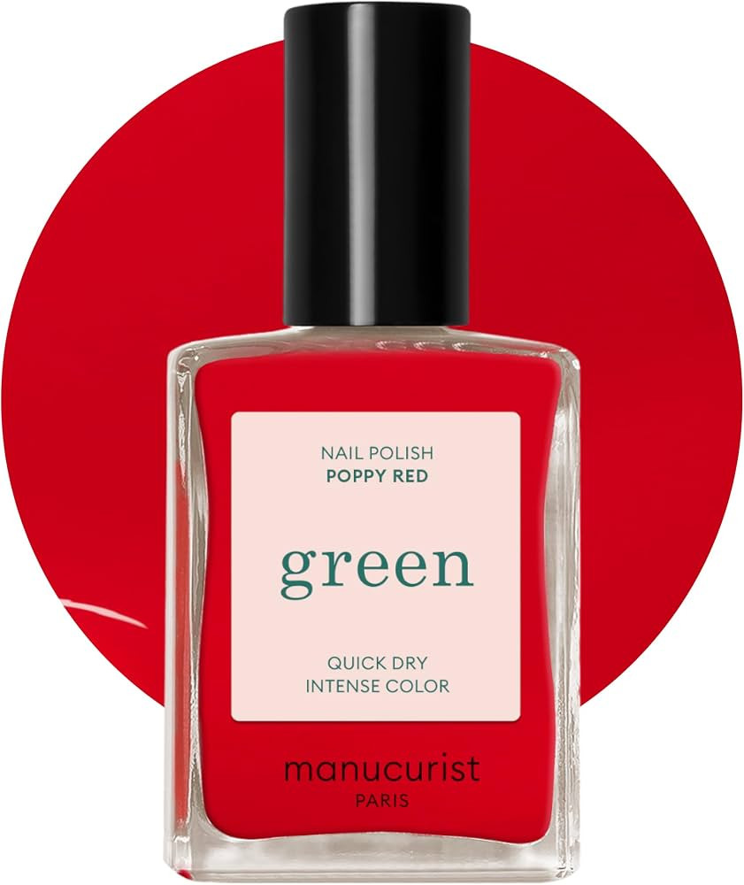 Manucurist Green Quick Dry Nail Polish Poppy Red - Bright Orangey Red Nail Polish - 9-Free, Plant... | Amazon (US)