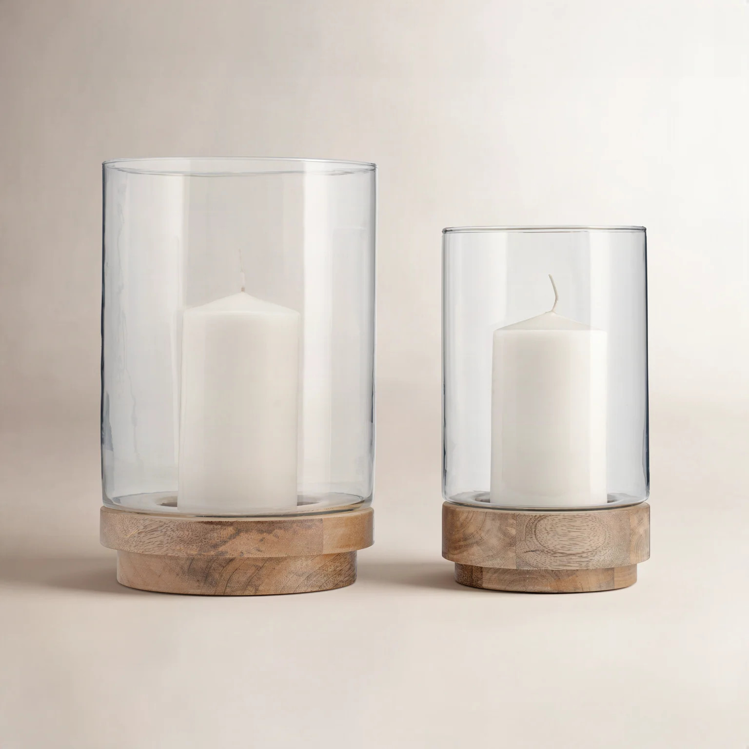 Sagebrook Home Iron and Glass Candle Holders on Mango Wood Base - Elegant Home Decor Essentials for Serenity | Wayfair North America