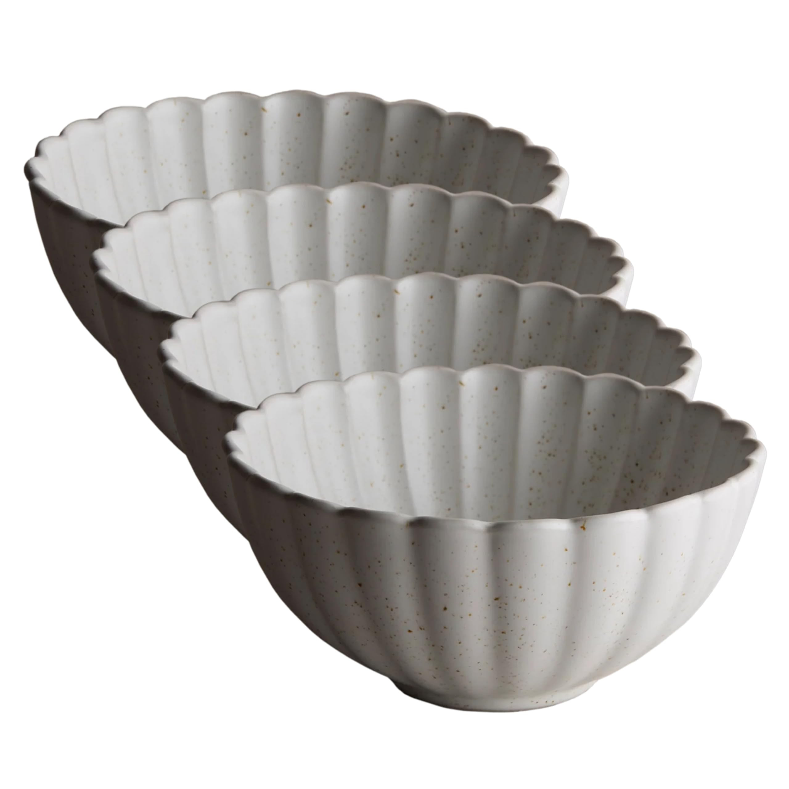 Goodies White Classic Flower Bowls (Set of 4), Handmade Ceramic, Glazed, Dishwasher Safe, Microwa... | Amazon (US)