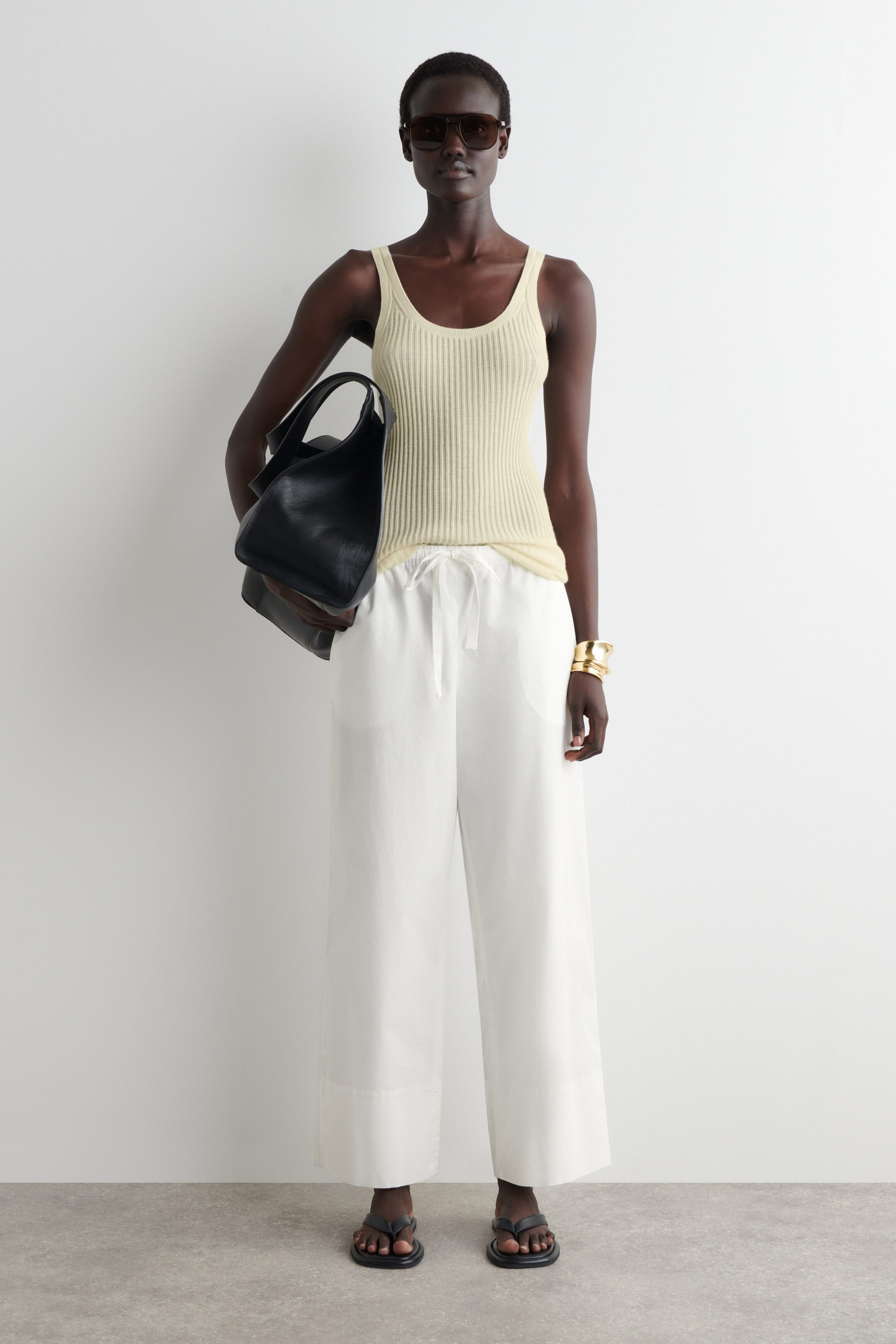 DRAWSTRING COTTON PANTS - WHITE | COS (EU)