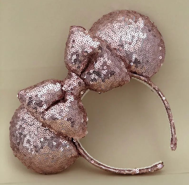Rose Gold Sequin Mouse Ears. Rose Gold Sequin Bow. Custom Handmade Sparkle Mouse Ears Headband. G... | Etsy (US)