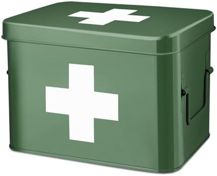 Flexzion Medicine Box, Home Pharmacy Box, 33 x 21 x 19 cm, Metal Medication Storage for Emergency... | Amazon (US)