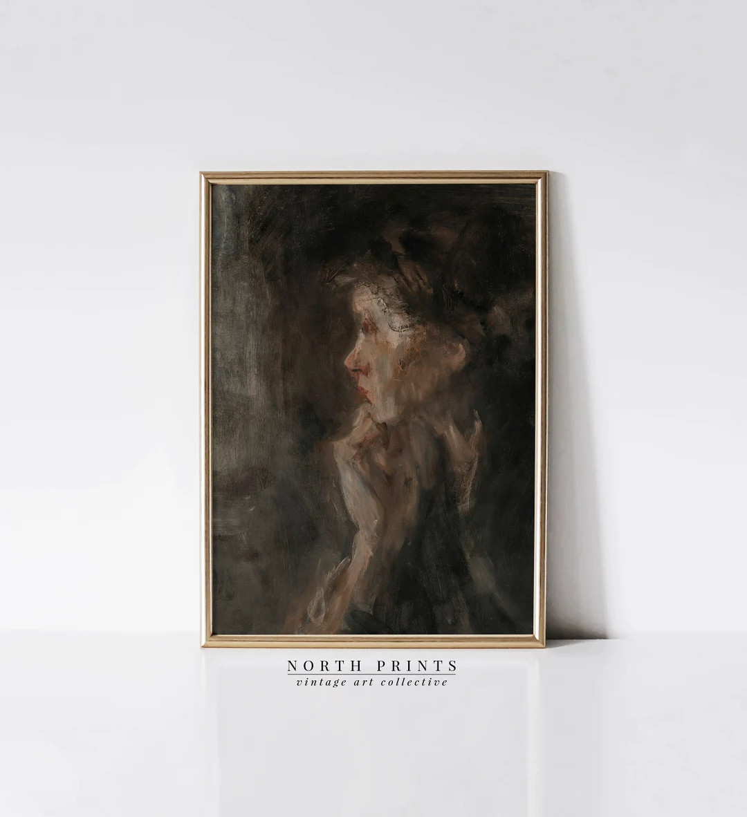 PRINTABLE Dark Portrait Oil Painting of a Woman | Vintage French Wall Art Digital Downloadable Ar... | Etsy (US)