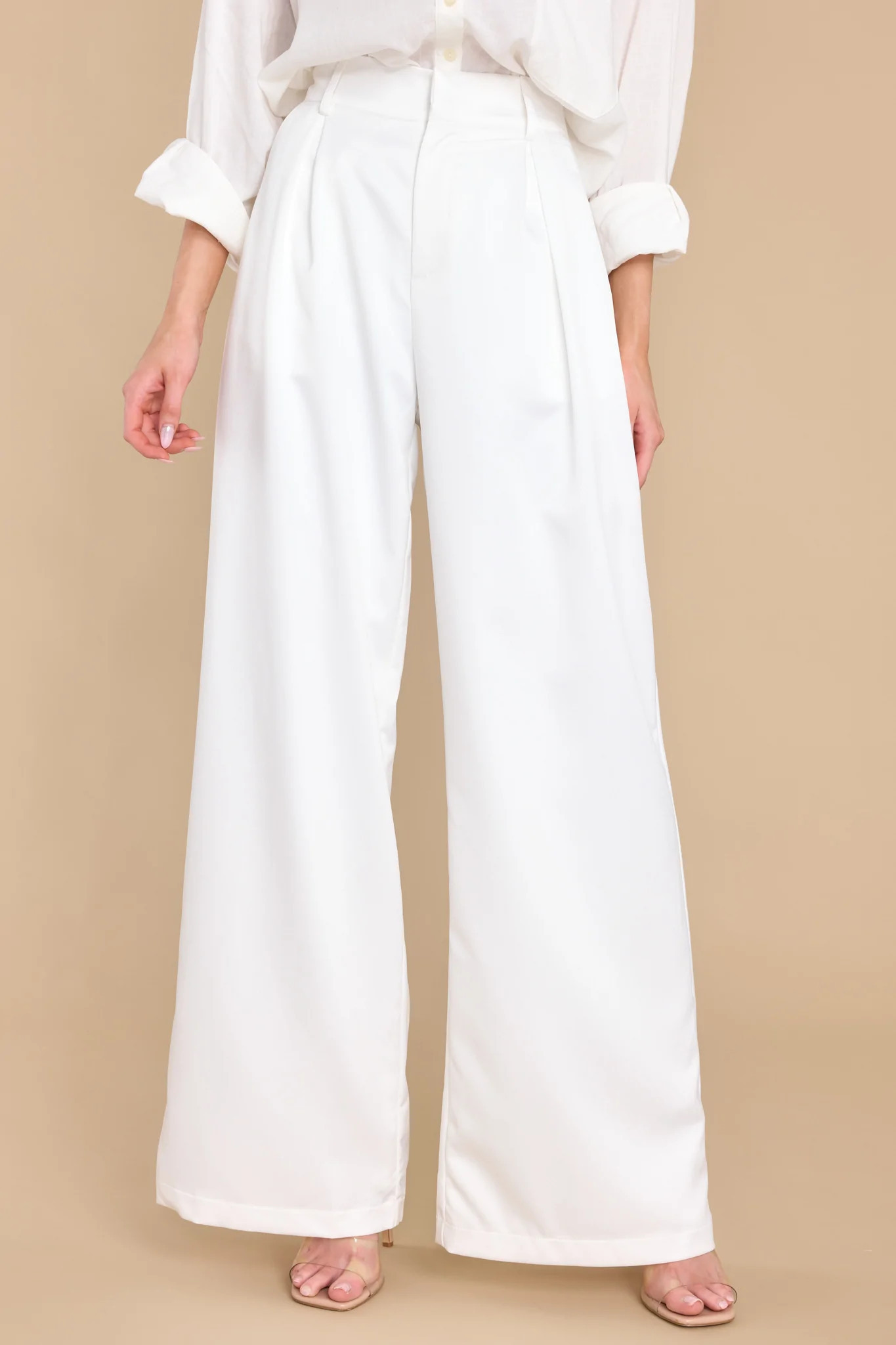 Pretty And Polished White Pants | Red Dress 