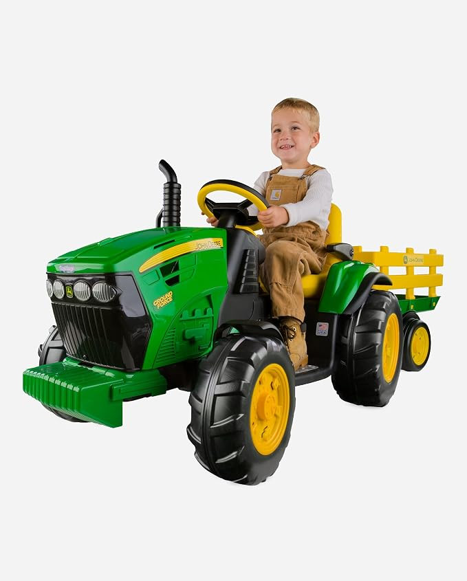 Peg Perego John Deere Ground Force Extra-Large 12 volt Ride-On Tractor with Trailer & FM Radio, D... | Amazon (US)