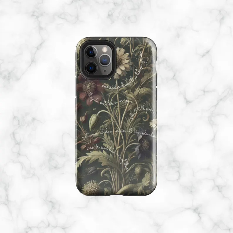 SOLOMONS SPLENDOR: Bible Verse Phone Case Moody Floral Phone Case Vintage Botanical Phone Case Ch... | Etsy (US)