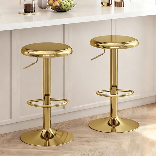 CAROLMADE Bar Stools Set of 2, Adjustable Metal Bar stools Swivel Counter Height Stool Backless B... | Amazon (CA)