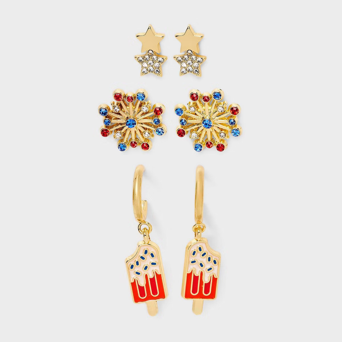 SUGARFIX by BaubleBar Americana Glow Statement Earrings - White/Red/Gold | Target