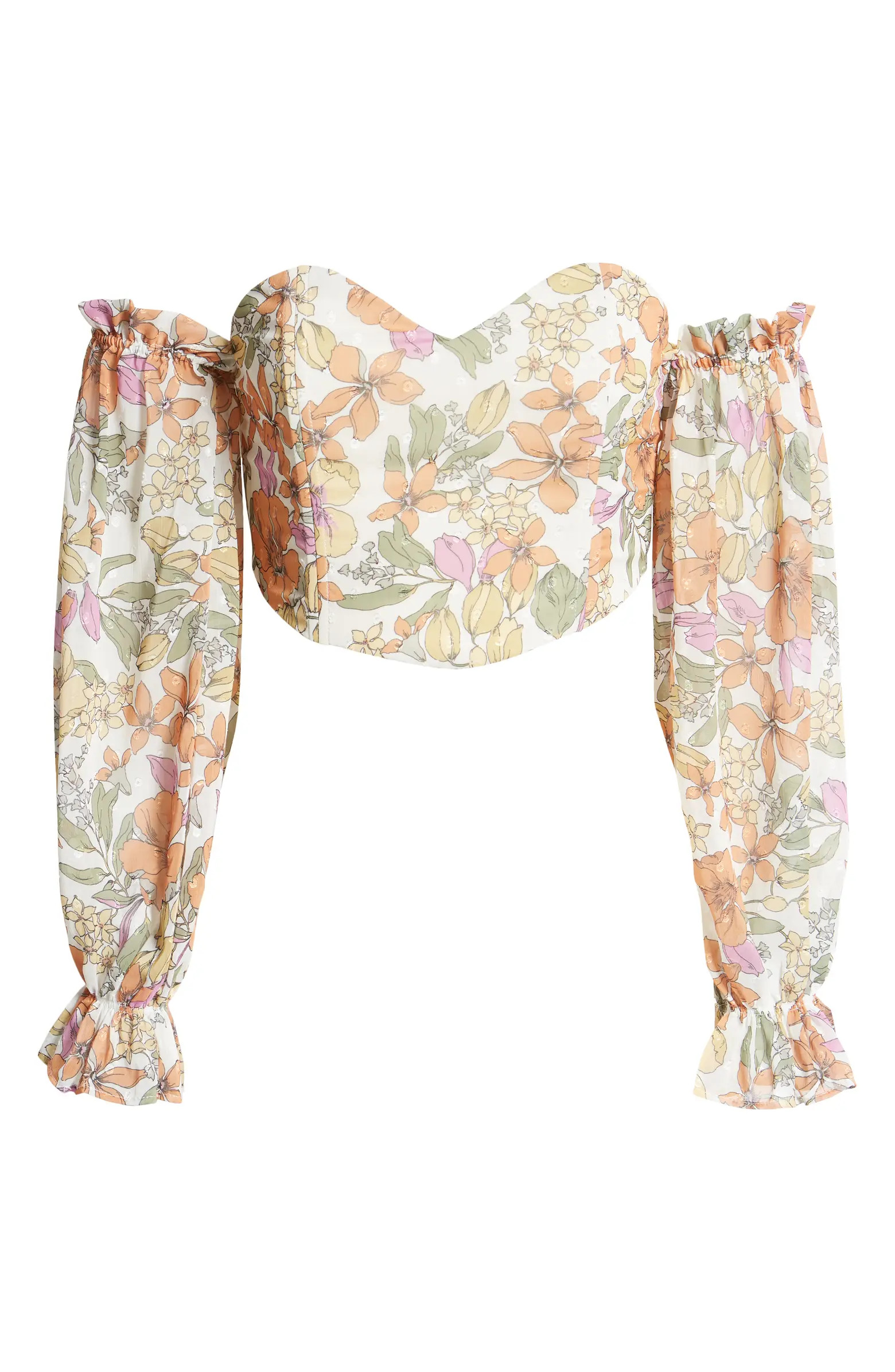 Floral Off the Shoulder Corset Crop Top | Nordstrom